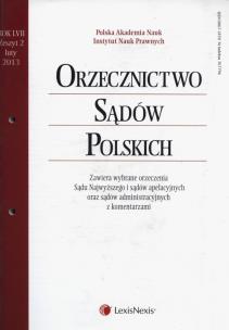 Opakowanie Orzecznictwo Sądów Polskich 2/2013