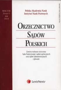 Opakowanie Orzecznictwo Sądów Polskich 5/2014