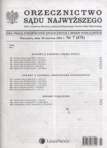 Opakowanie Orzecznictwo Sądu Najwyższego Izba Pracy, Ubezpieczeń Społecznych i Spraw Publicznych 7/2014