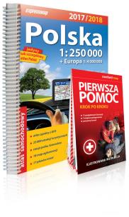 Opakowanie Polska atlas samochodowy 1:250 000 + Pierwsza pomoc - krok po kroku - ilustrowana instrukcja