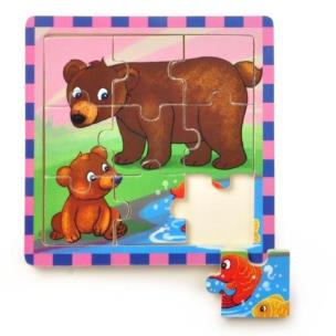 Opakowanie Puzzle drewniane małe Miśki