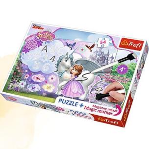 Opakowanie Puzzle Plus 54 + Magiczny mazak Jej Wysokość Zosia Zosia i jednorożec