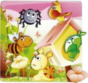 Opakowanie Układanka drewniana magnetyczna 3D Ptaki i owady