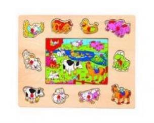 Opakowanie Układanka drewniana z pinezkami Zwierzęta gospodar