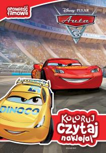 Okładka książki Auta 3. Koloruj, czytaj, naklejaj