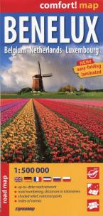 Opakowanie Benelux Belgium Netherlands Luxemburg laminowana mapa samochodowa 1:500 000