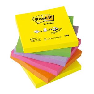Opakowanie Bloczek samoprzylepny POST-IT Z-Notes neon (R330-NR), 76x76mm, 6x100 kart