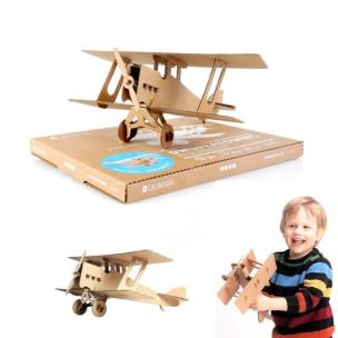 Opakowanie Dwupłatowiec brązowy mały samolot z tektury do składania DIY