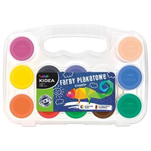 Opakowanie Farby plakatowe Kidea 12 kolorów 20ml w etui