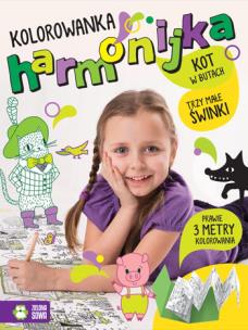 Okładka książki Kolorowanka- harmonijka. Trzy małe świnki i Kot w butach