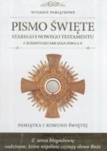 Okładka książki Pamiątka I Komunii Św. Pismo Św. ST i NT z koment.