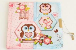 Opakowanie Pamiętnik zamykany 135x135 Sowa niebieski 358792