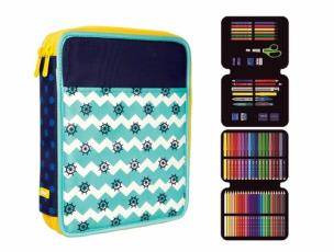 Opakowanie Piórnik MILAN 2-poziomowy duży z wyposażeniem ANCHOR CLUB 2 niebieski