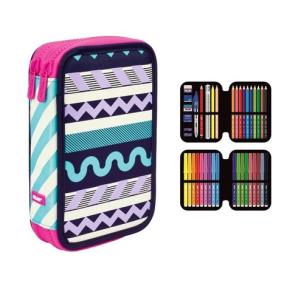 Opakowanie Piórnik MILAN 2-poziomowy z wyposażeniem ANCHOR CLUB 2 róż wzorki