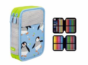Opakowanie Piórnik MILAN 2-poziomowy z wyposażeniem PENGUINS