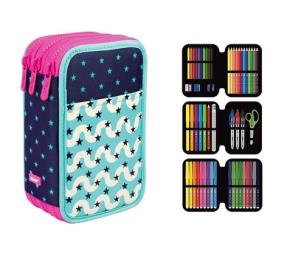 Opakowanie Piórnik MILAN 3-poziomowy z wyposażeniem  ANCHOR CLUB 2 róż stars