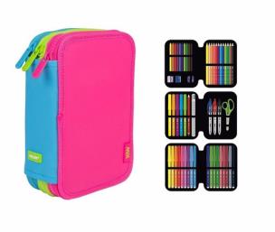 Opakowanie Piórnik MILAN 3-poziomowy z wyposażeniem  CAPSULE MIX róż