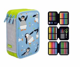 Opakowanie Piórnik MILAN 3-poziomowy z wyposażeniem PENGUINS