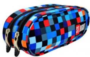 Opakowanie Piórnik szkolny saszetka dwukomorowa Stright PU-02 Pixelmania blue