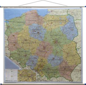 Okładka książki POLSKA MAPA SCIENNA ADM-DROG.1:500.000- MERIDIAN