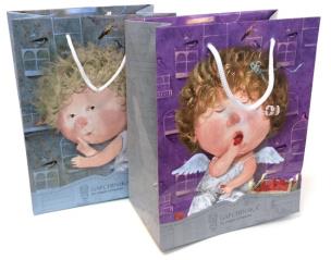 Opakowanie Torebka ozdobna Aniołki pozioma L 32x34x9cm