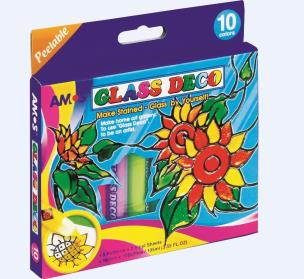 Opakowanie Farby witrażowe Glass Deco 10 kolorów AMOS