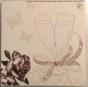 Opakowanie Karnet Swarovski kwadrat 'ślub - kieliszki'