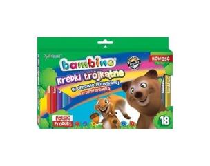 Opakowanie Kredki trójkątne Bambino w oprawie drewnianej 18 kolorów + temperówka