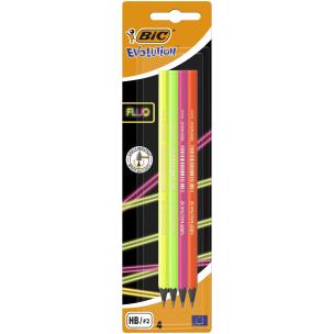 Opakowanie Ołówek BIC Evolution Fluo HB bez gumki 4 sztuki