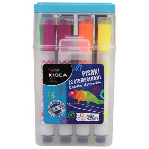 Opakowanie Pisaki ze stempelkami w pudełku 12 kolorów Kidea
