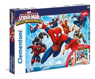 Okładka książki Puzzle z aplikacją 104 el. SpiderMan