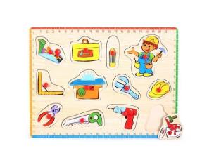 Opakowanie układanka drewniana z pinezkami Narzędzia