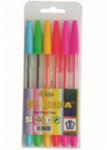 Opakowanie Długopisy 6 kolorów BEIFA