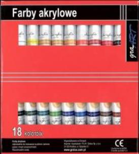Opakowanie Farby akrylowe 18 kolorów x 12ml GRAART