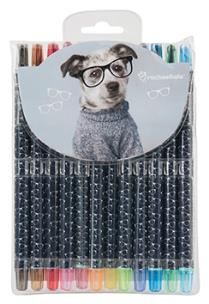 Opakowanie Kredki wykręcane Rachael Hale 12 kolorów Pies w okularach