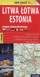 Opakowanie Litwa Łotwa Estonia Mapa samochodowa 1:700 000