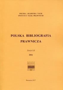 Opakowanie Polska Bibliografia Prawnicza Zeszyt LII 2016
