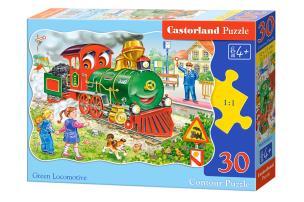 Puzzle konturowe Green Locomotive 30. Wydawca: Castorland. Multiszop.pl Opakowanie Puzzle konturowe Green Locomotive 30