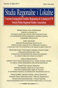 Opakowanie Studia Regionalne i Lokalne nr 2 (68) 2017