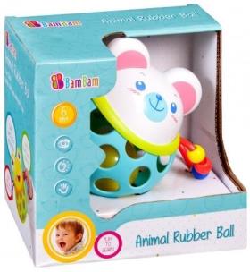 Opakowanie BAM BAM Gumowa kula z grzechotką miś 383722