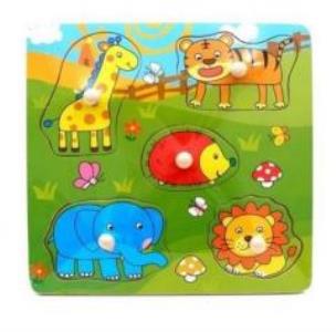 Opakowanie Drewniana układanka z pinezkami Dzikie zwierzęta 2