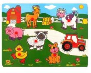 Opakowanie Drewniana układanka z pinezkami Na wsi