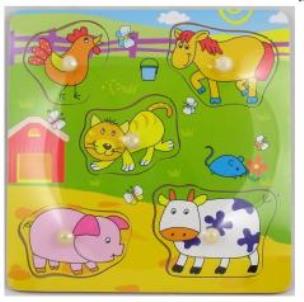 Opakowanie Drewniana układanka z pinezkami Zwierzęta domowe