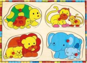 Opakowanie Drewniana układanka z pinezkami Zwierzęta