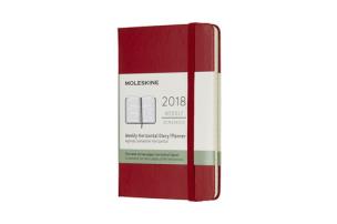 Opakowanie Kalendarz tygodniowy horyzontalny Moleskine 12M P, twarda oprawa, czerwony szkarłatny