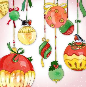 Opakowanie Karnet Swarovski kwadrat Święta Bombki