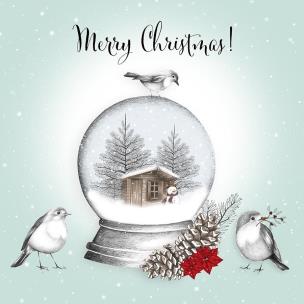 Opakowanie Karnet Swarovski kwadrat Święta Domek w kuli Napis