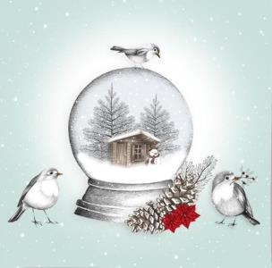 Opakowanie Karnet Swarovski kwadrat Święta Domek w kuli