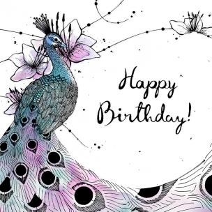 Opakowanie Karnet Swarovski kwadrat Urodziny paw