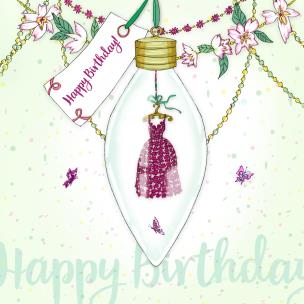 Okładka książki Karnet Swarovski kwadrat Urodziny sukienka Żarówka